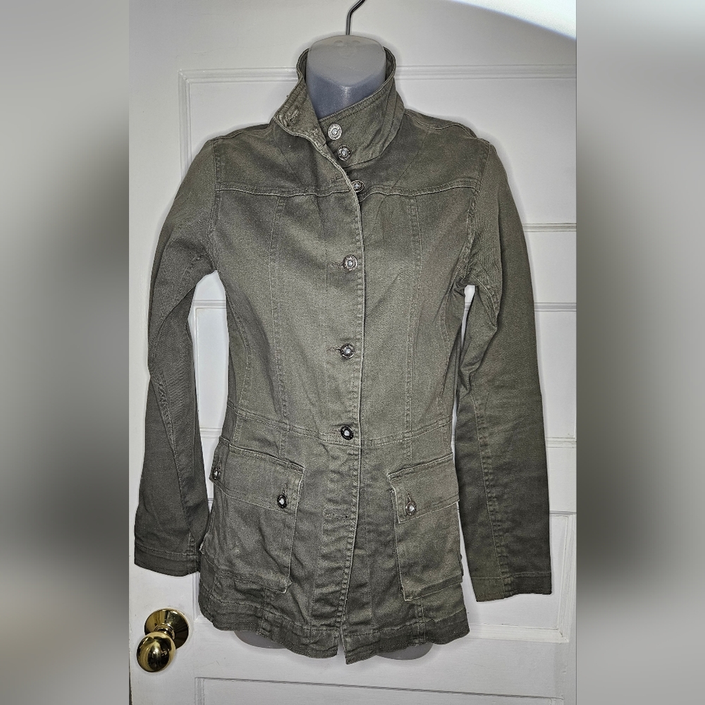 Stone Cargo Vintage Army Green Mandarin Collar Military Jacket Size 3